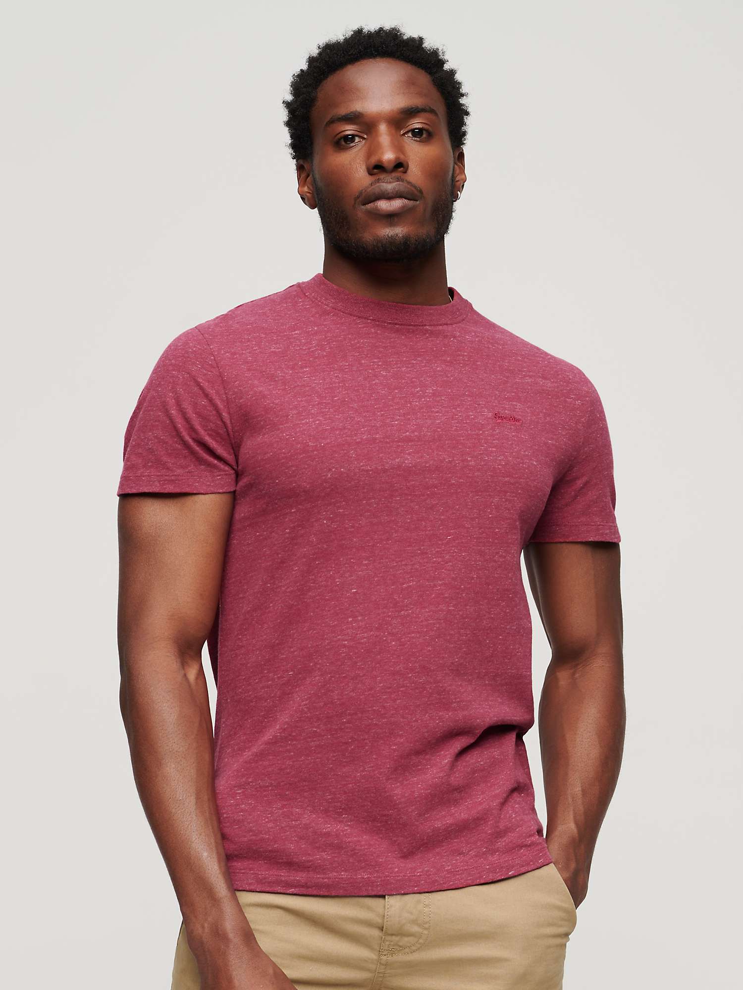 Superdry Organic Cotton Essential Small Logo T-Shirt, Berry Red