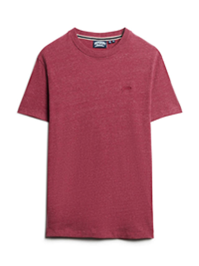Superdry Organic Cotton Essential Small Logo T-Shirt, Berry Red Marl
