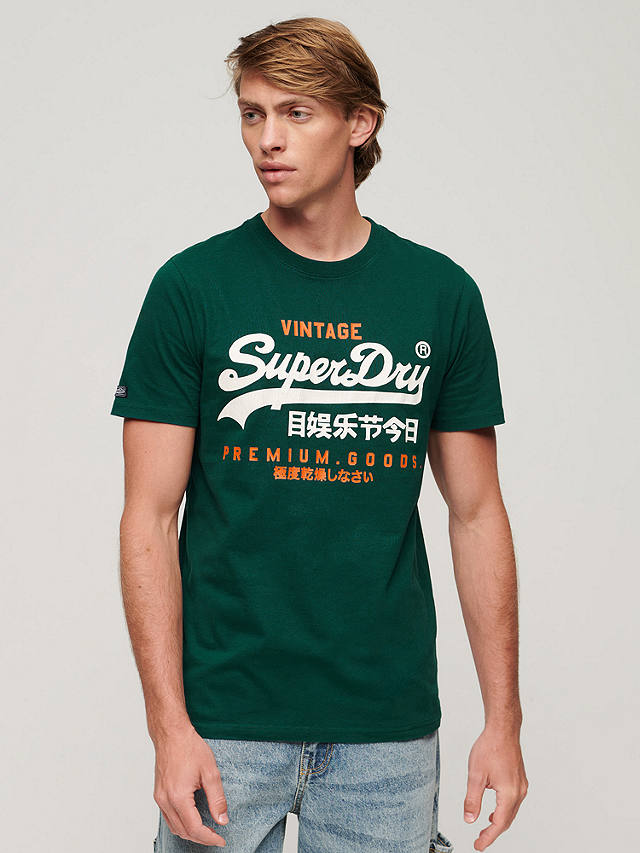 Superdry Classic Vintage Logo Heritage T-Shirt, Pine Green