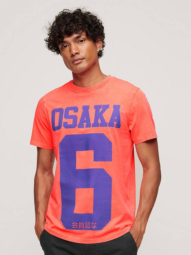 Superdry Osaka Neon Graphic T-Shirt, Neon Pink at John Lewis & Partners