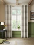 John Lewis Afton Check Weave Pair Dimout/Thermal Lined Eyelet Curtains, Putty