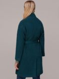 Whistles Clara Funnel Neck Wool Blend Coat, Teal