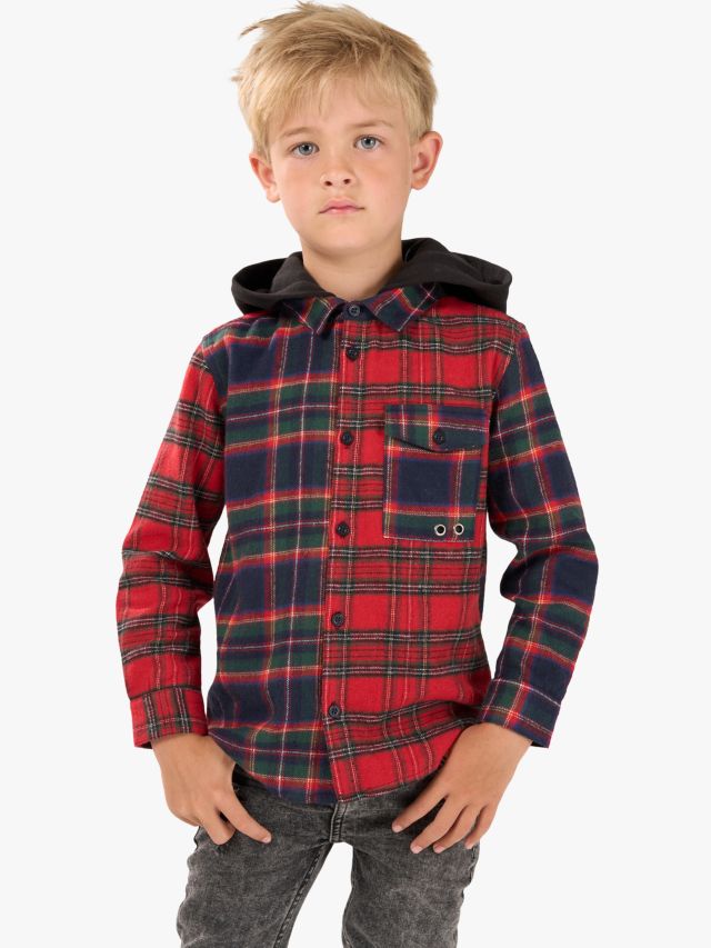 Red check sale hooded shirt