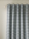 John Lewis Gingham Check Weave Pair Lined Hidden Tab Top Curtains, Lake Blue