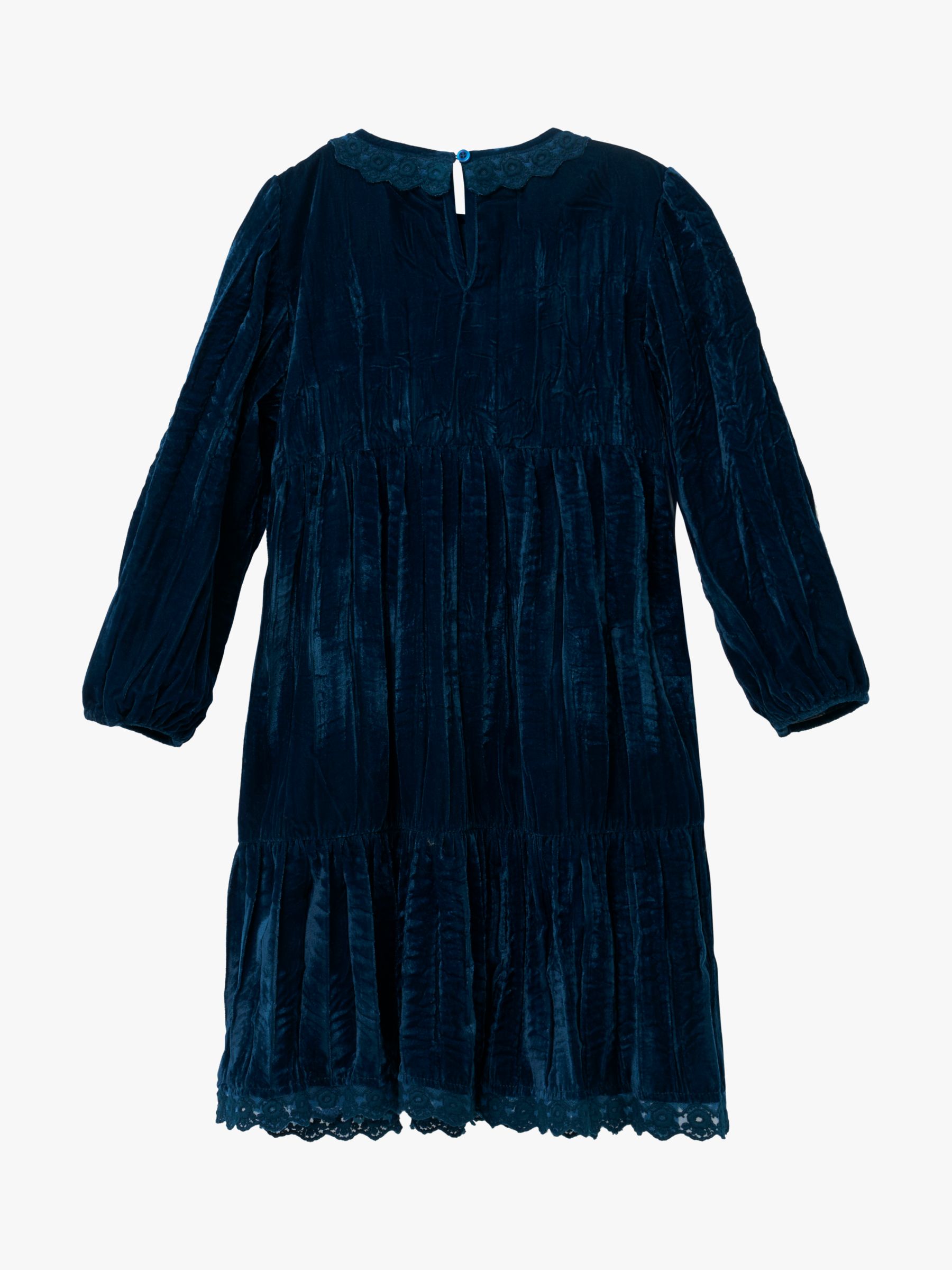 Buy Angel & Rocket Kids' Mia Crushed Velvet Lace Collar Dress, Teal Online at johnlewis.com