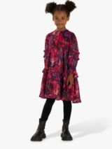 Monsoon Kids' Vera Floral Embroidered Velvet Party Dress in Navy