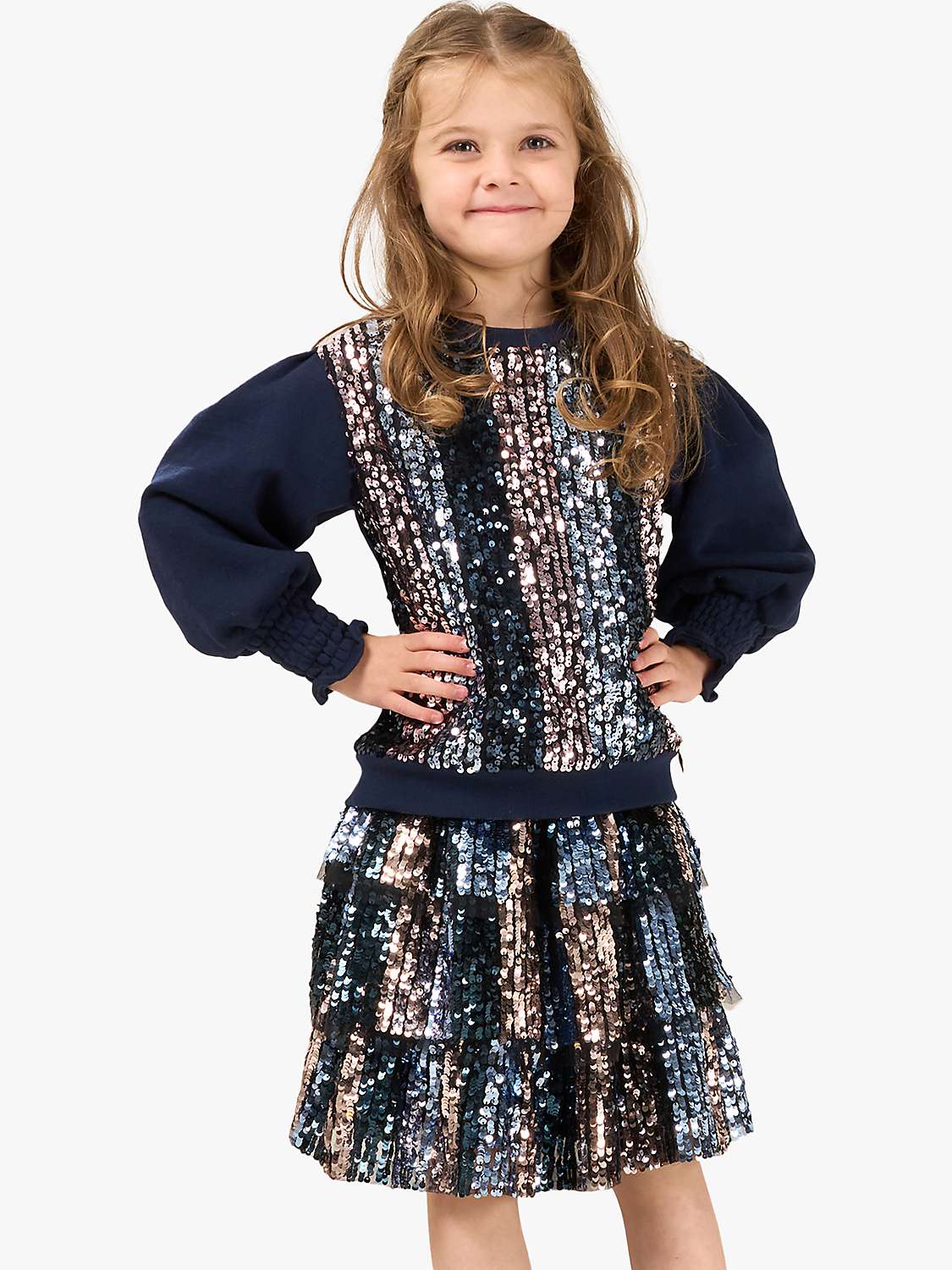 Buy Angel & Rocket Kids' Enid Sequin Front Sweatshirt, Navy Online at johnlewis.com