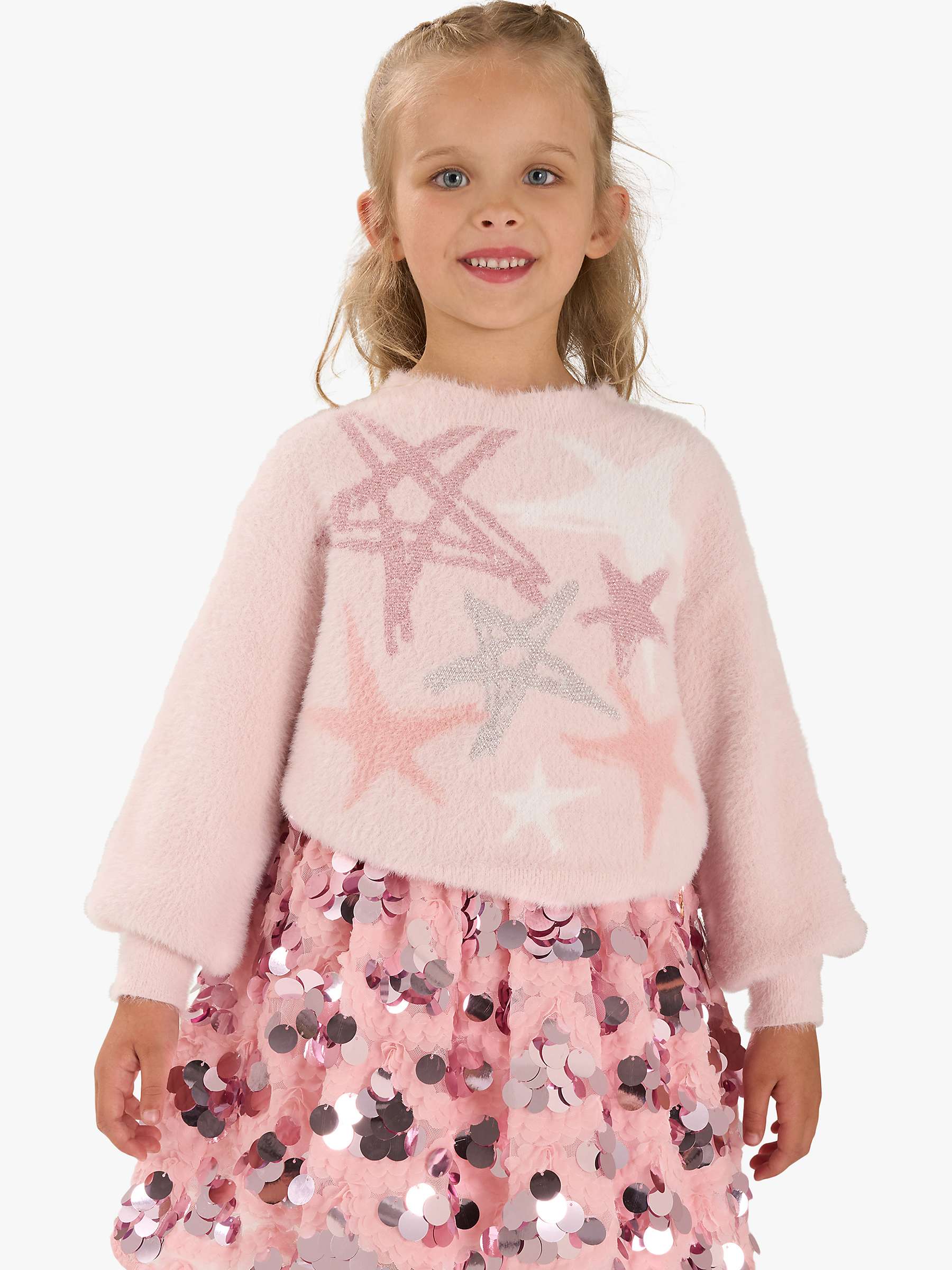 Buy Angel & Rocket Kids' Lizzie Pastel Star Jumper, Pink Online at johnlewis.com