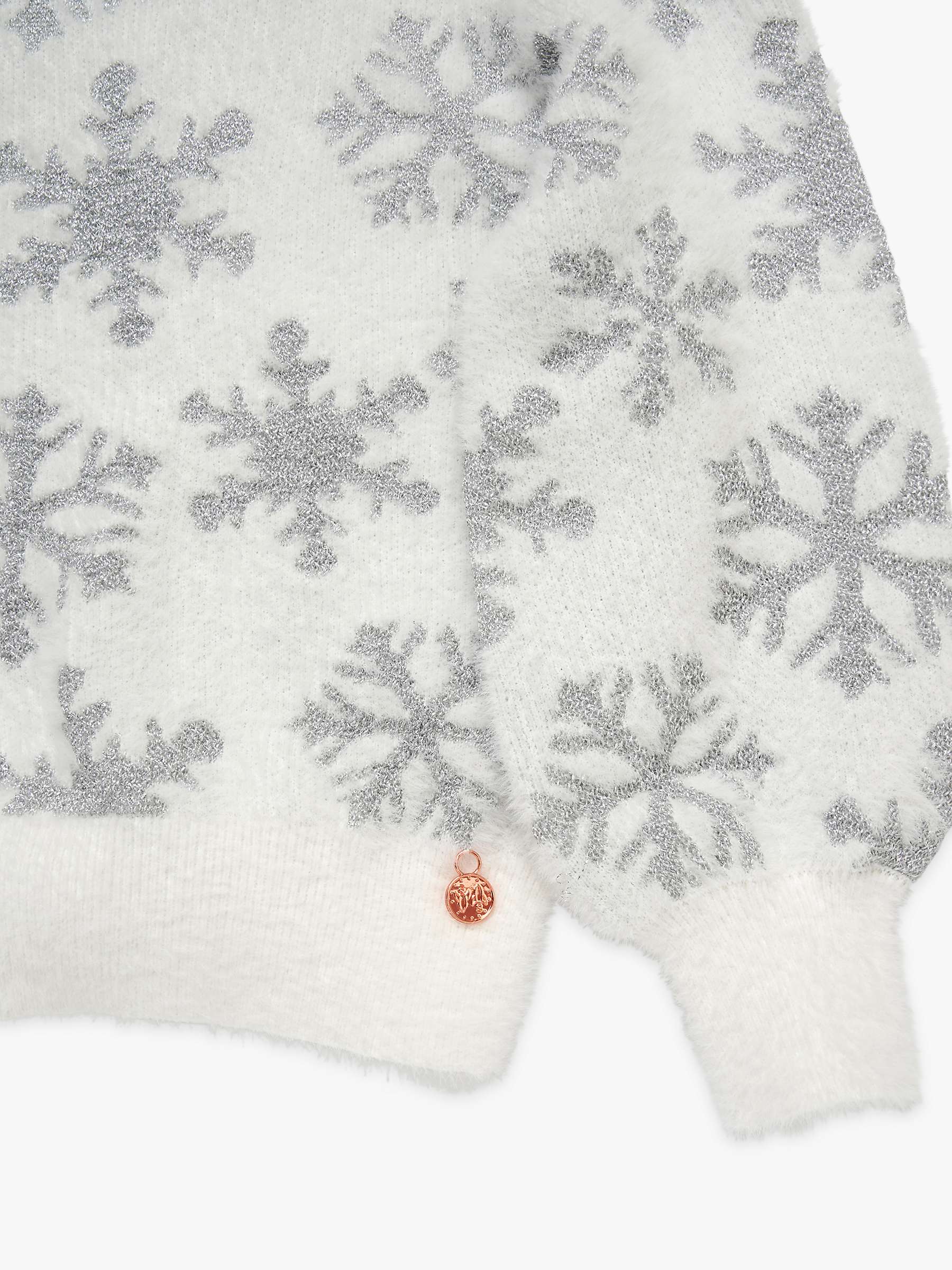 Buy Angel & Rocket Kids' Ana Lurex Snowflake Jumper, White/Silver Online at johnlewis.com