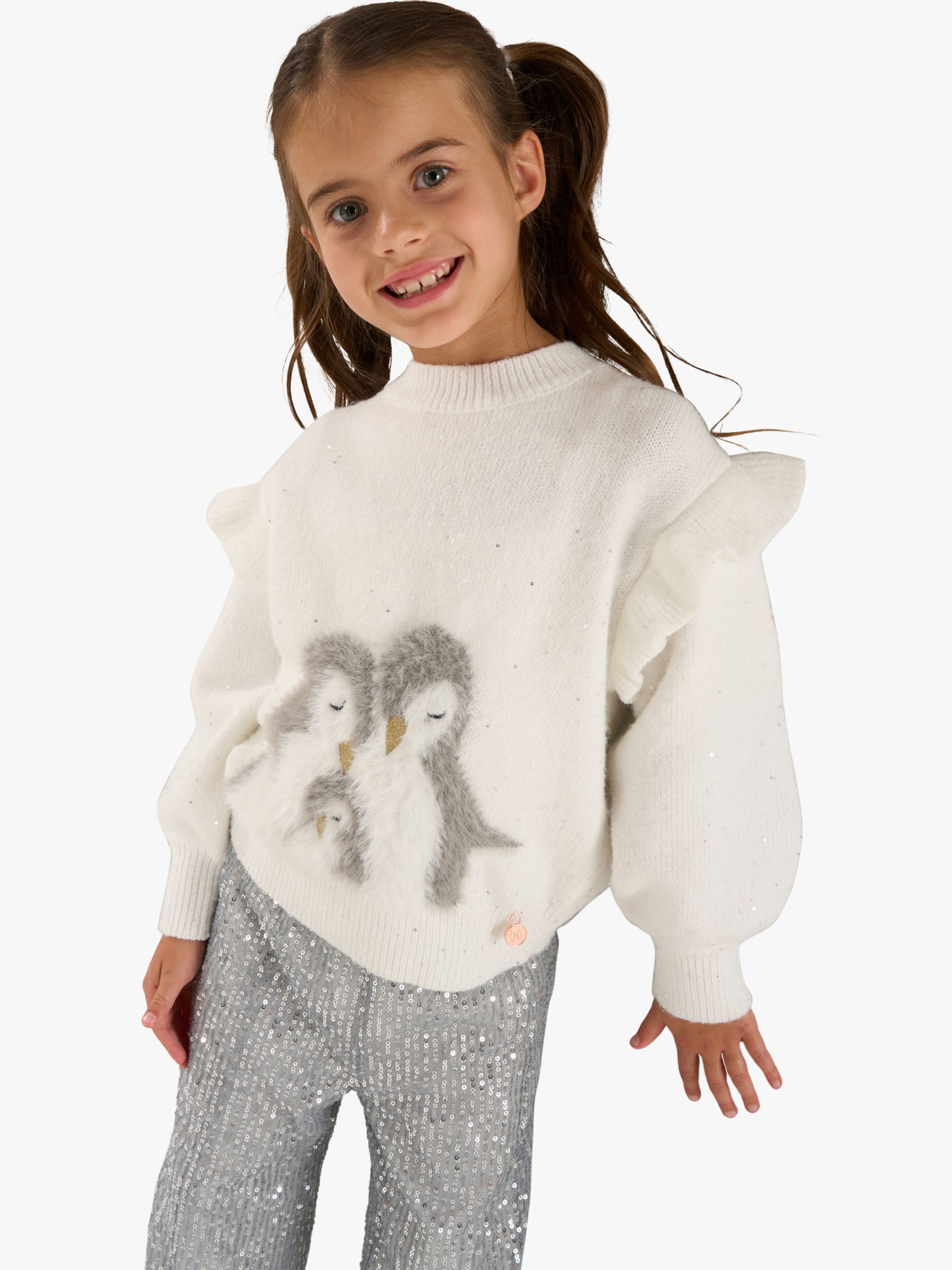 Angel & Rocket Kids' Clara Penguin Jumper, White at John Lewis & Partners