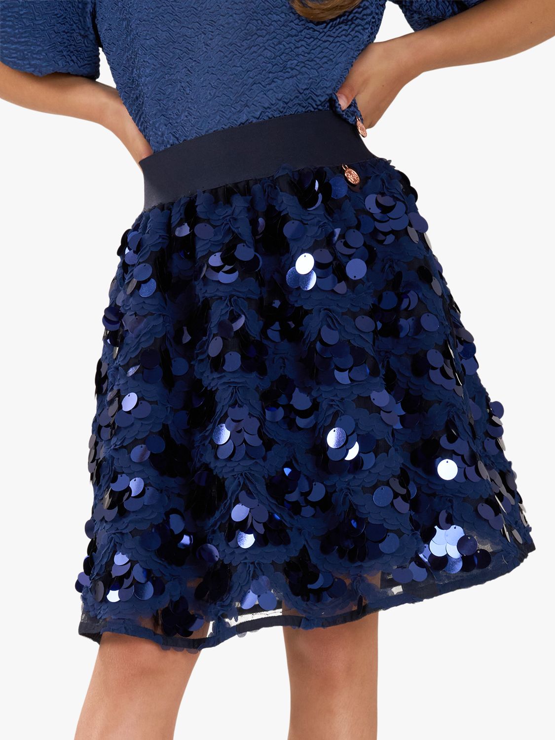 Angel & Rocket Kids' Ellie Sequin Skirt, Navy, 8 years