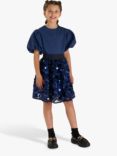 Angel & Rocket Kids' Ellie Sequin Skirt, Navy