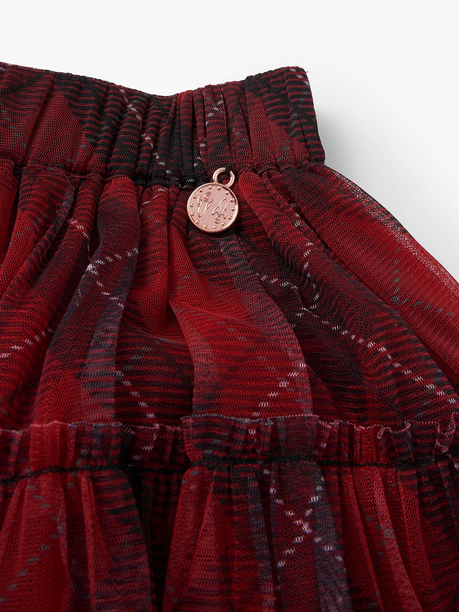 Buy Angel & Rocket Kids' Tartan Print Mesh Skirt, Red/Multi Online at johnlewis.com
