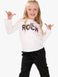 Angel & Rocket Kids' Sequin Rock Top, White/Multi