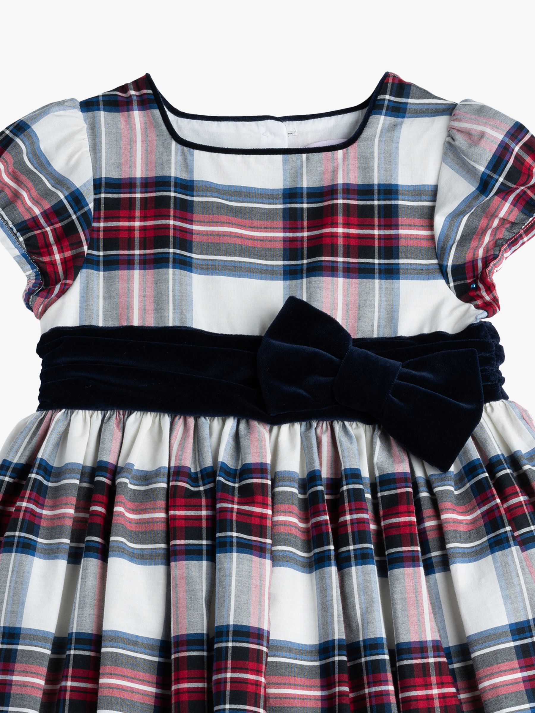 Buy Trotters Kids' Victoria Stewart Tartan Velvet Belt Party Dress, Multi Online at johnlewis.com