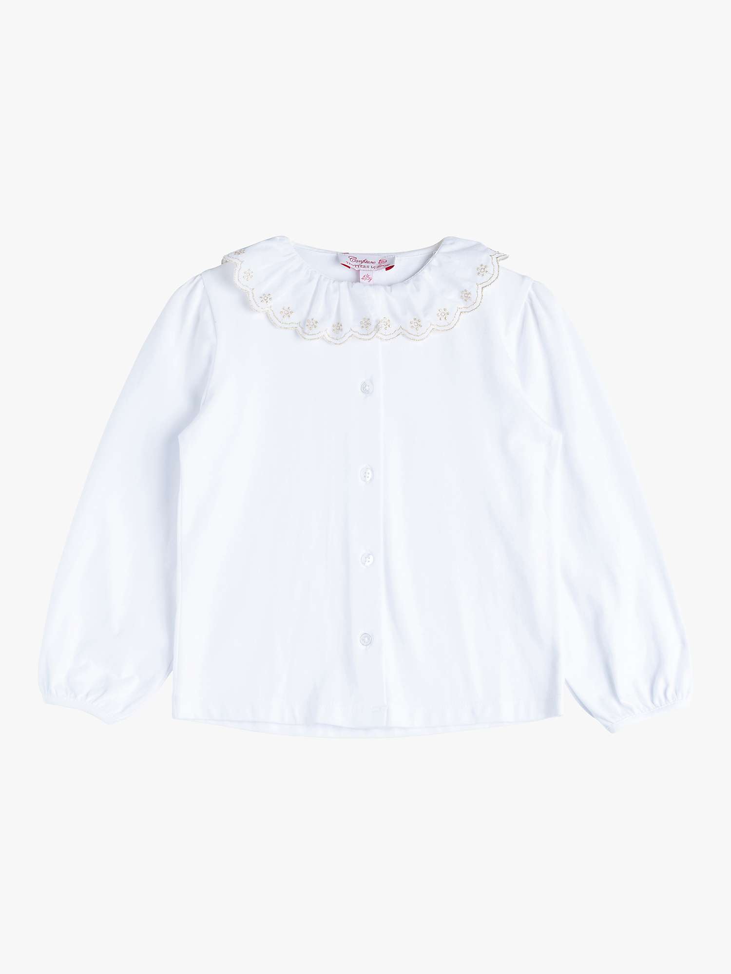 Buy Trotters Kids' Elsa Embroidered Blouse, White/Gold Online at johnlewis.com
