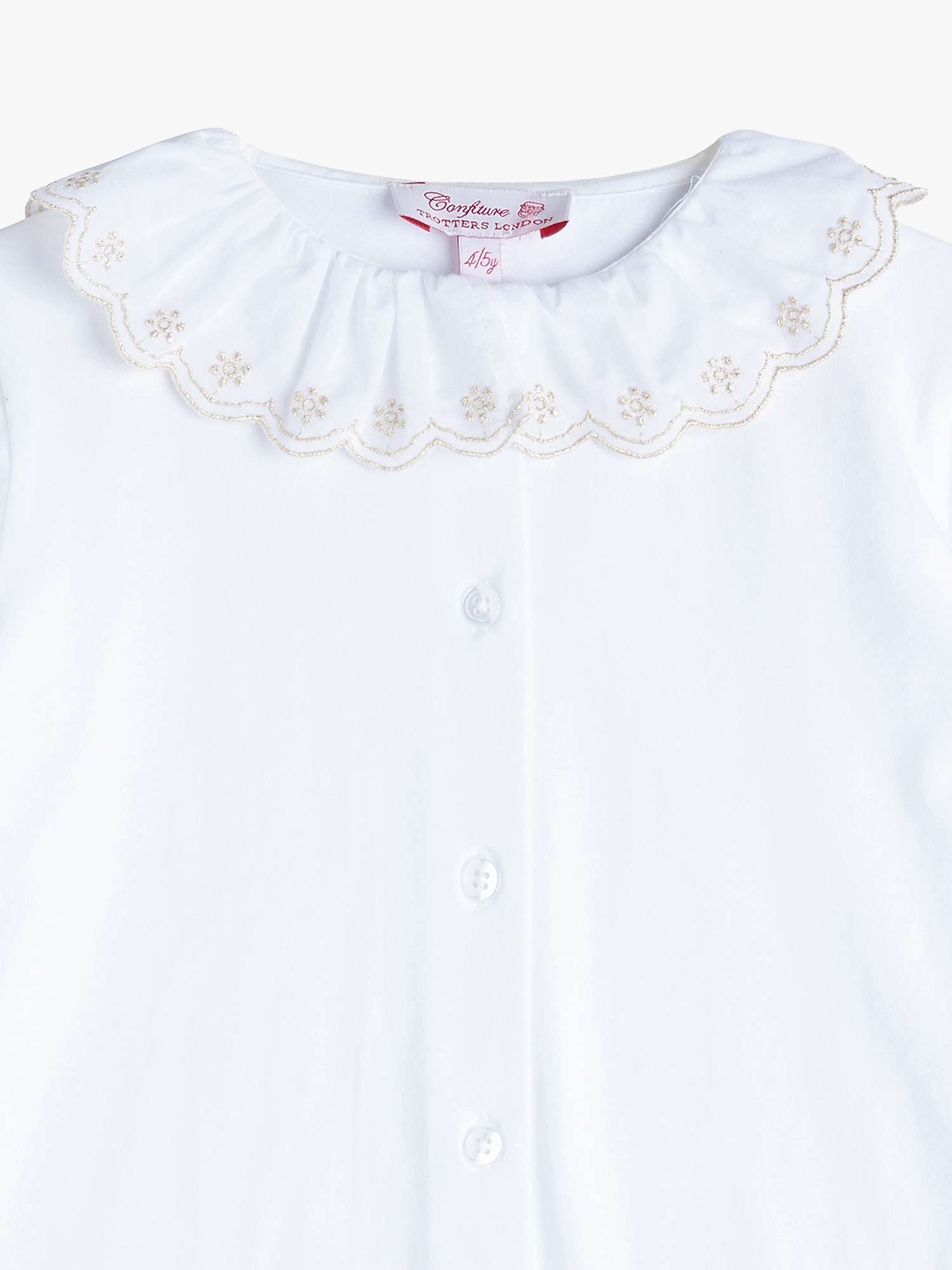 Buy Trotters Kids' Elsa Embroidered Blouse, White/Gold Online at johnlewis.com