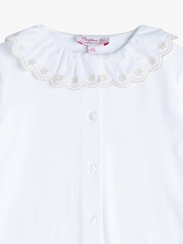 Trotters Kids' Elsa Embroidered Blouse, White/Gold