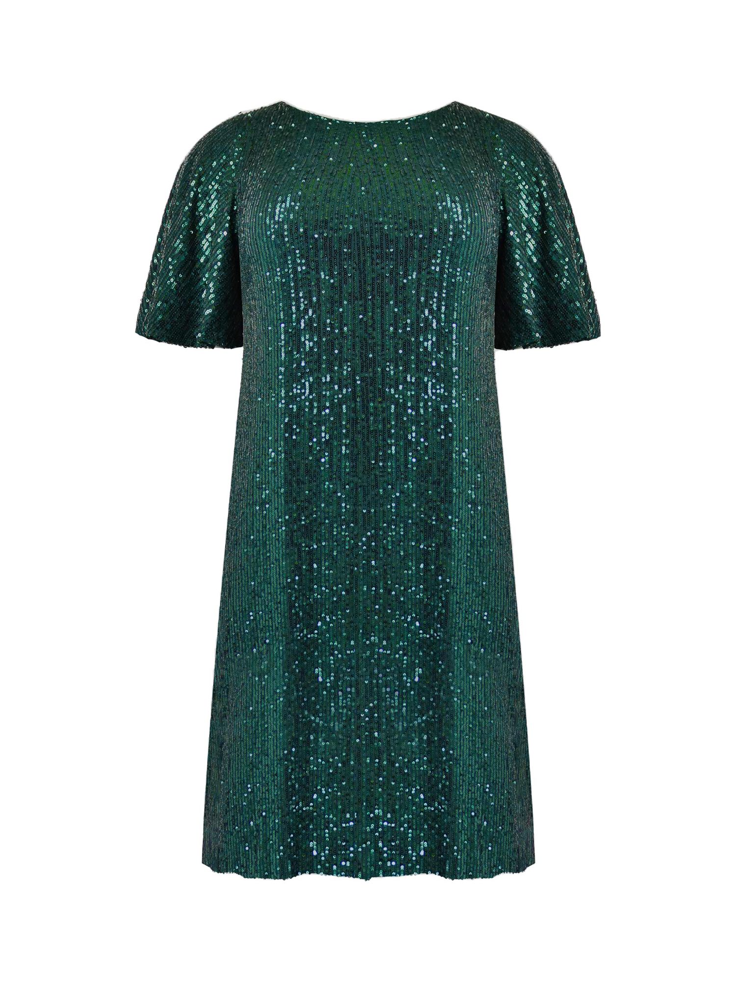 Buy Live Unlimited Curve Sequin Flutter Sleeve Dress, Green Online at johnlewis.com