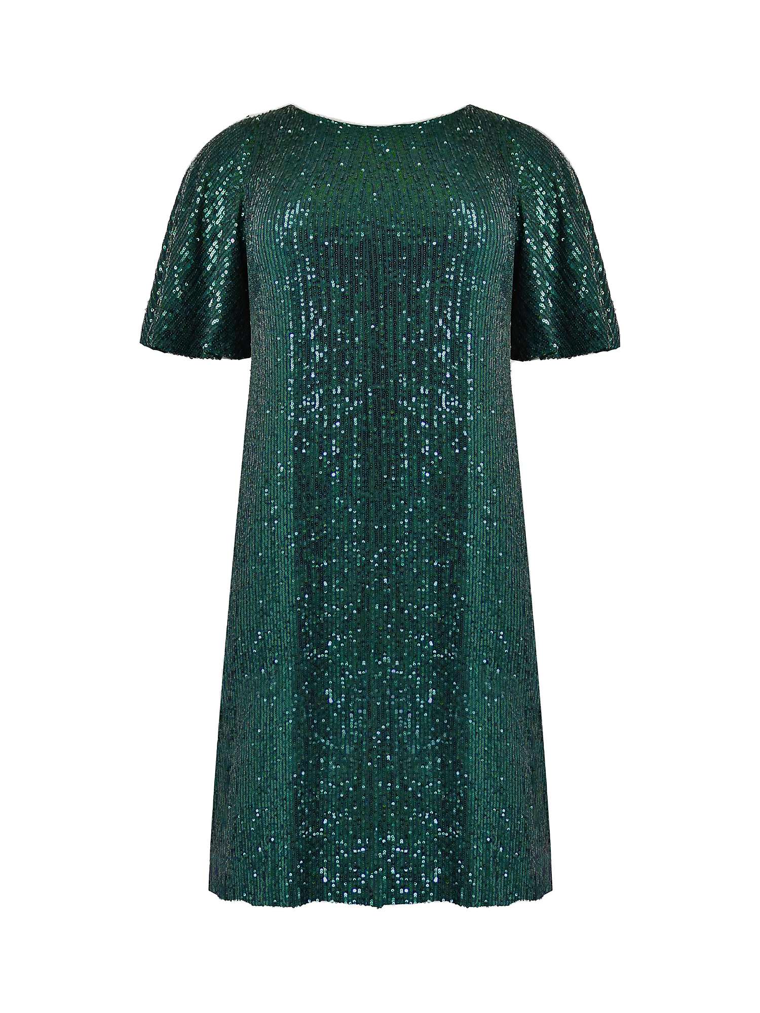 Buy Live Unlimited Curve Sequin Flutter Sleeve Dress, Green Online at johnlewis.com