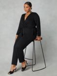 Live Unlimited Curve Jersey Belted Jumpsuit, Black, Black