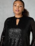 Live Unlimited Curve Sequin Keyhole Front Blouse