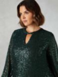 Live Unlimited Curve Sequin Keyhole Front Blouse