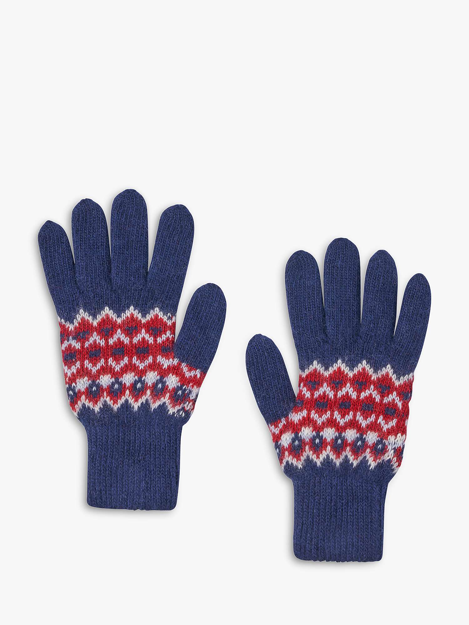 Buy Trotters Kids' Cashmere Blend Fairisle Gloves, Navy/Multi Online at johnlewis.com