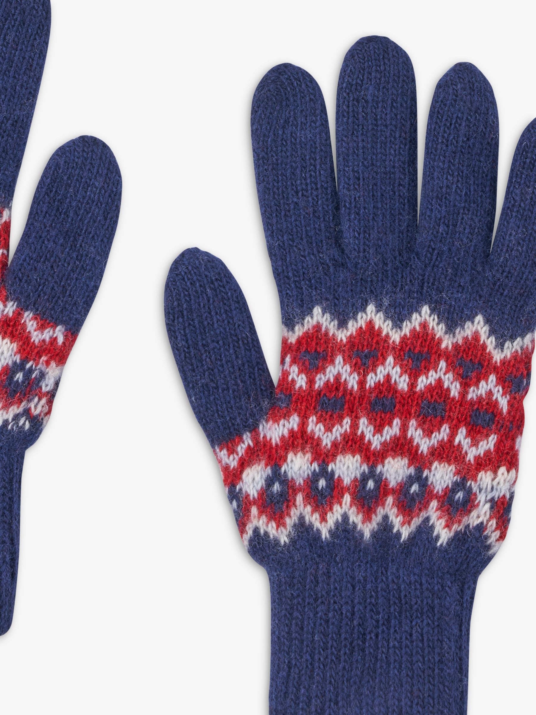 Trotters Kids' Cashmere Blend Fairisle Gloves, Navy/Multi, S
