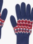 Trotters Kids' Cashmere Blend Fairisle Gloves, Navy/Multi