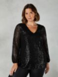 Live Unlimited Curve Sequin V-Neck Blouse, Champagne