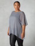 Live Unlimited Curve Metallic Dobby Overlay Top, Grey