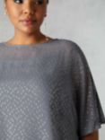 Live Unlimited Curve Metallic Dobby Overlay Top, Grey