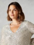 Live Unlimited Curve Sequin V-Neck Blouse, Champagne