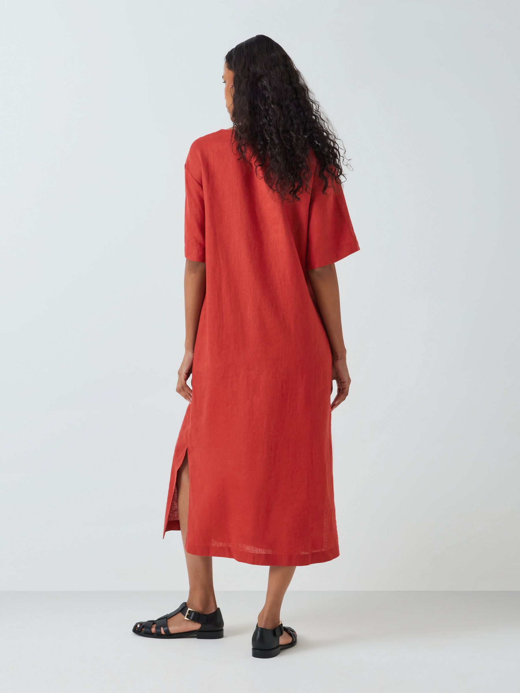 Buy John Lewis Linen V-Neck Midi Dress, Bossa Nova Online at johnlewis.com