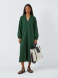 John Lewis Linen Blend V-Neck Dress, Smoke Pine