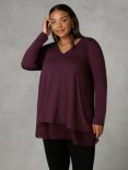 Live Unlimited Curve Split Back Overlay Top, Purple