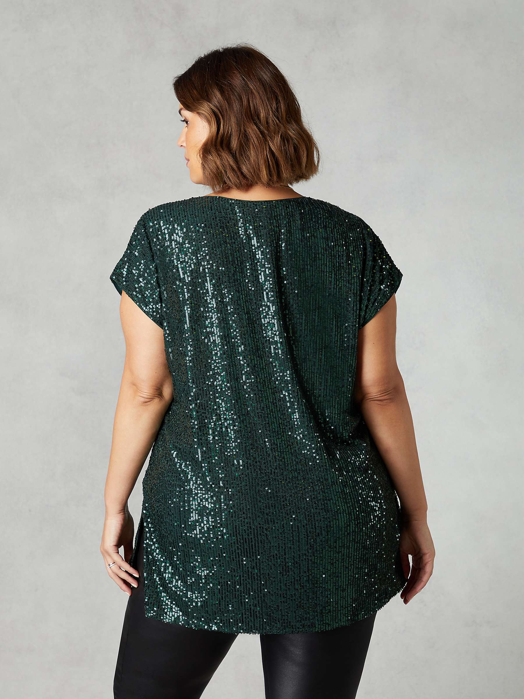 Buy Live Unlimited Curve Sequin Longline Tunic, Green Online at johnlewis.com