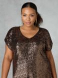 Live Unlimited Curve Sequin T-Shirt, Bronze, Bronze