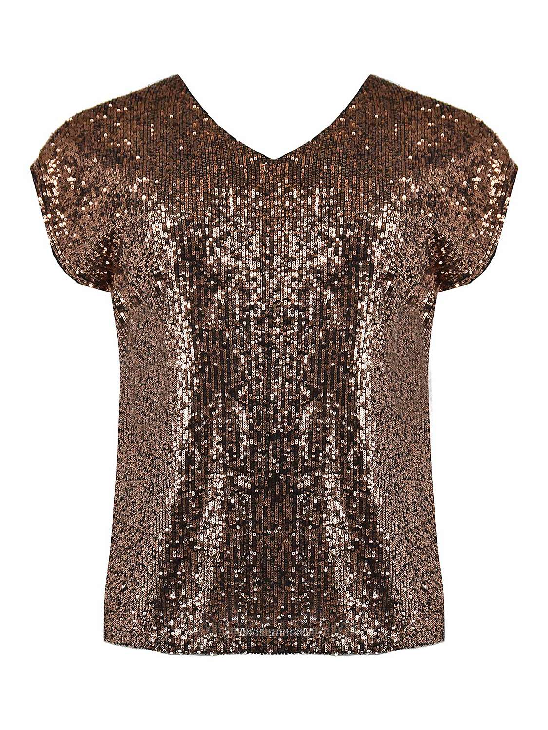 Buy Live Unlimited Curve Sequin T-Shirt, Bronze Online at johnlewis.com
