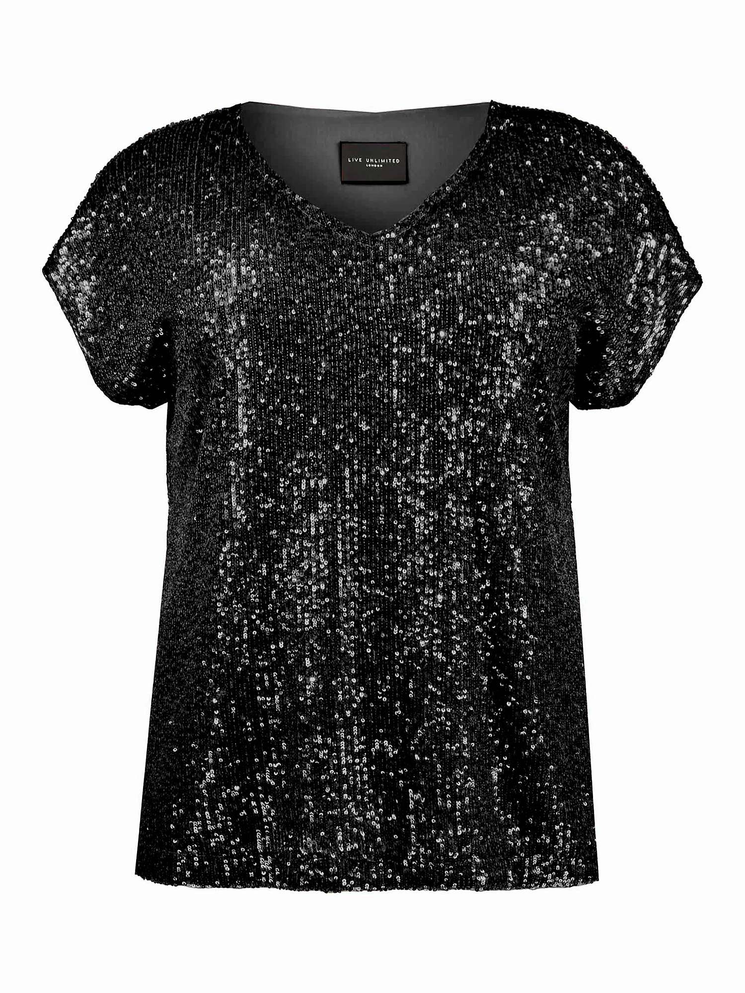 Buy Live Unlimited Curve Sequin T-Shirt, Black Online at johnlewis.com