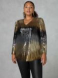 Live Unlimited Curve Ombre Sequin Puff Sleeve Top, Multi, Multi