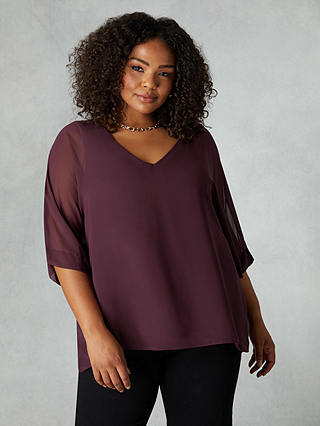 Live Unlimited Curve Chiffon V Neck Overlay Top