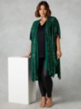 Live Unlimited Curve Longline Sequin Kimono, Green