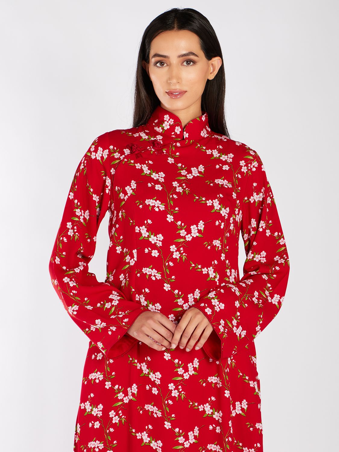 Buy Aab Oriental Flowers Maxi Dress, Red Online at johnlewis.com