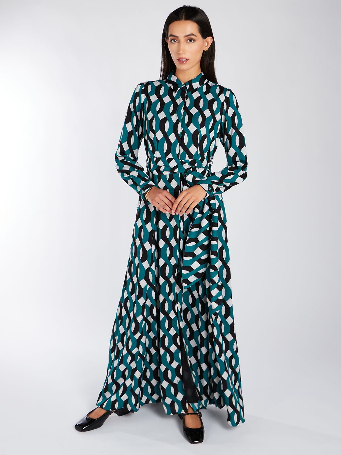 Aab Geo Print Maxi Dress, Blue at John Lewis & Partners