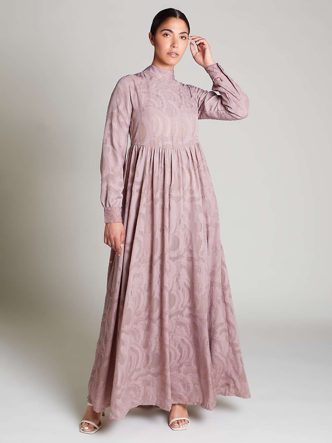 Buy Aab Dusky Lace Gown Maxi Dress, Lilac Online at johnlewis.com