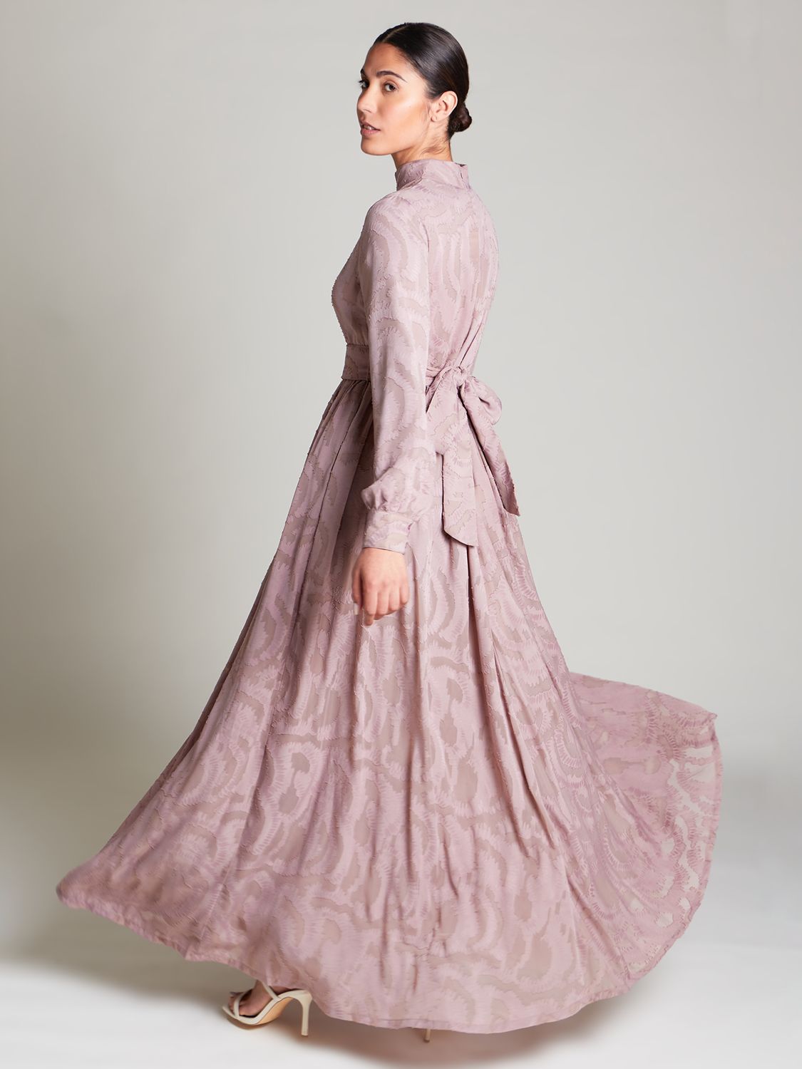 Aab Dusky Lace Gown Maxi Dress, Lilac, S Regular