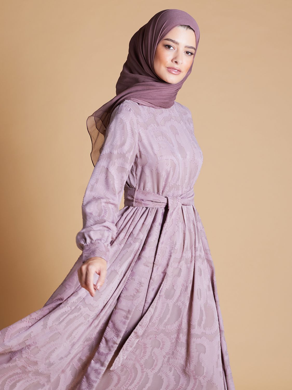 Aab Dusky Lace Gown Maxi Dress, Lilac, S Regular