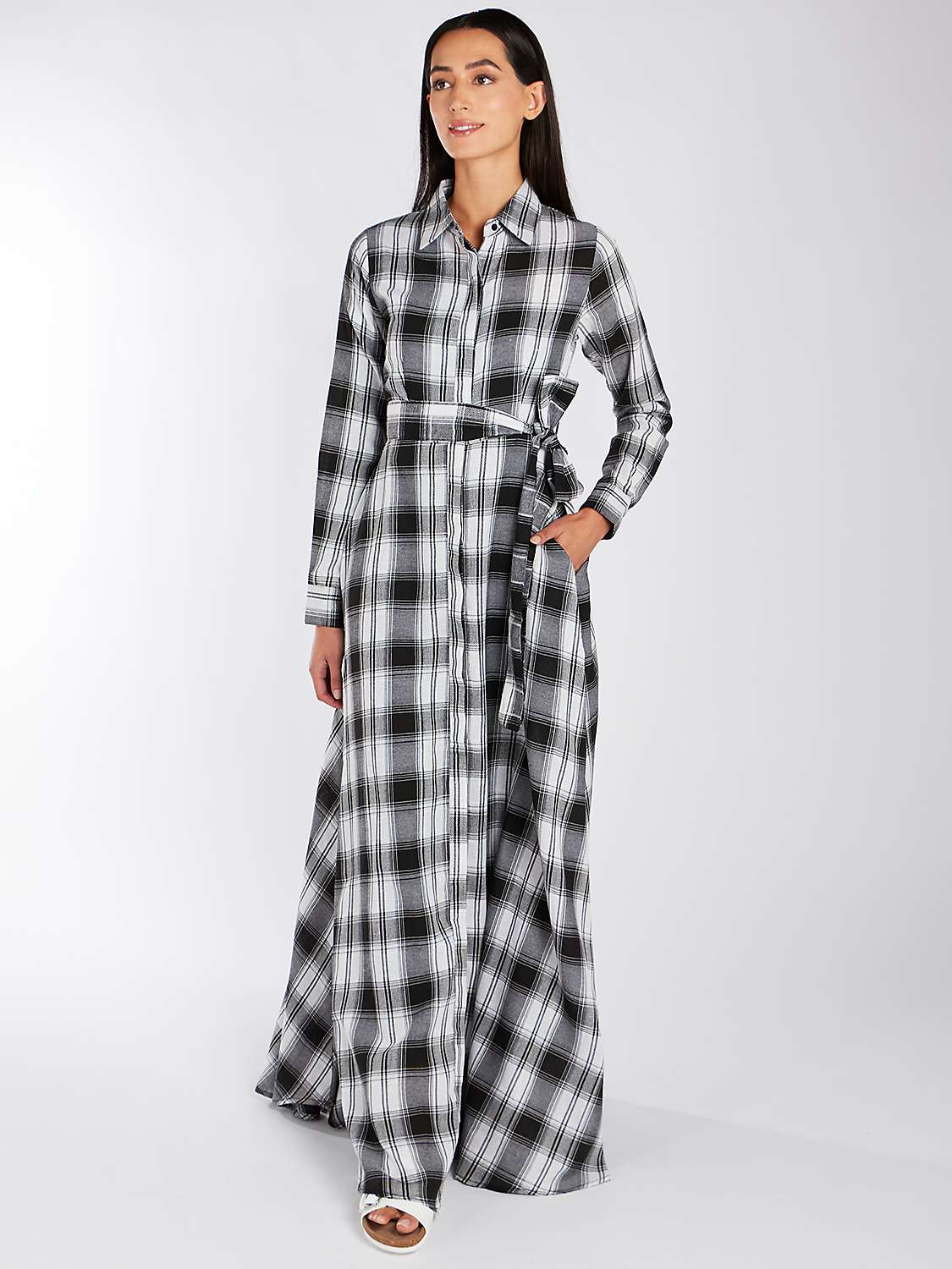 Buy Aab Open Weave Check Maxi Dress, White Online at johnlewis.com